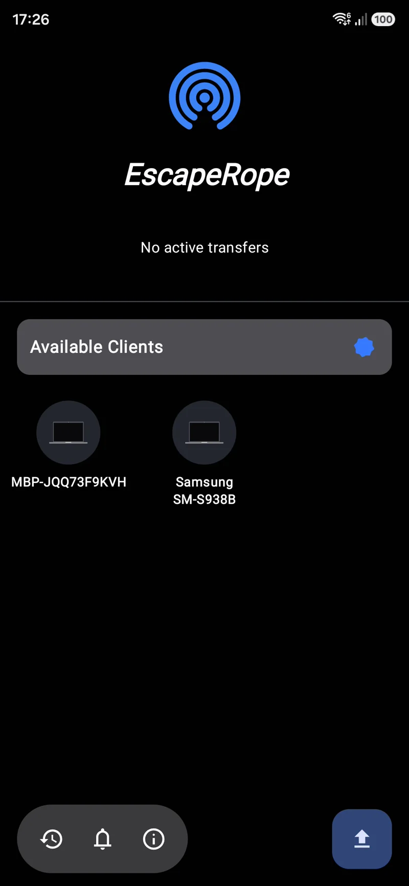 EscapeRope home screen on Android