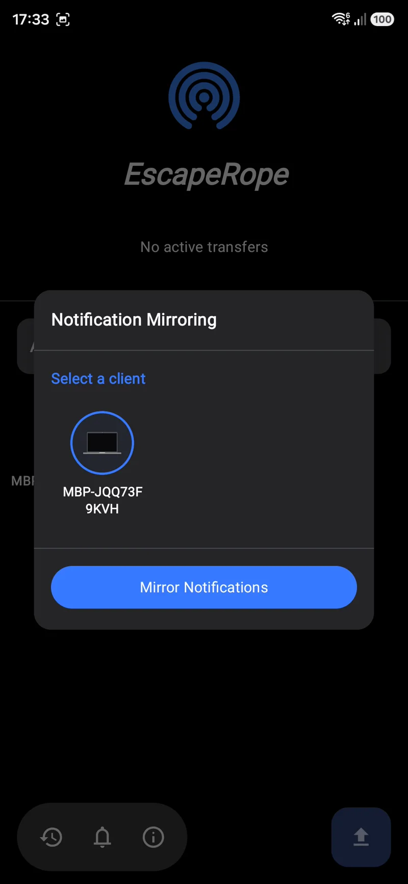 Notification mirroring setup on Android
